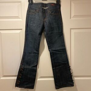 Vintage Citizens of Humanity Flared Jeans Buckle Detail Premium Dark Denim 26